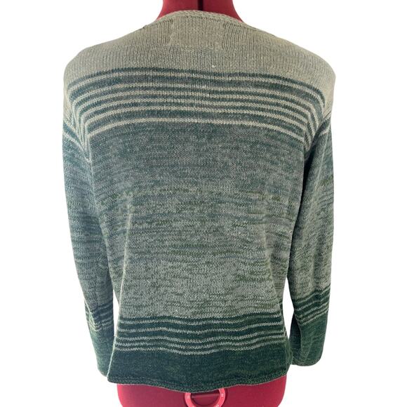 Tiara International Sz Medium Green Knitted Embroidered Floral Cardigan Sweater - Picture 5 of 6